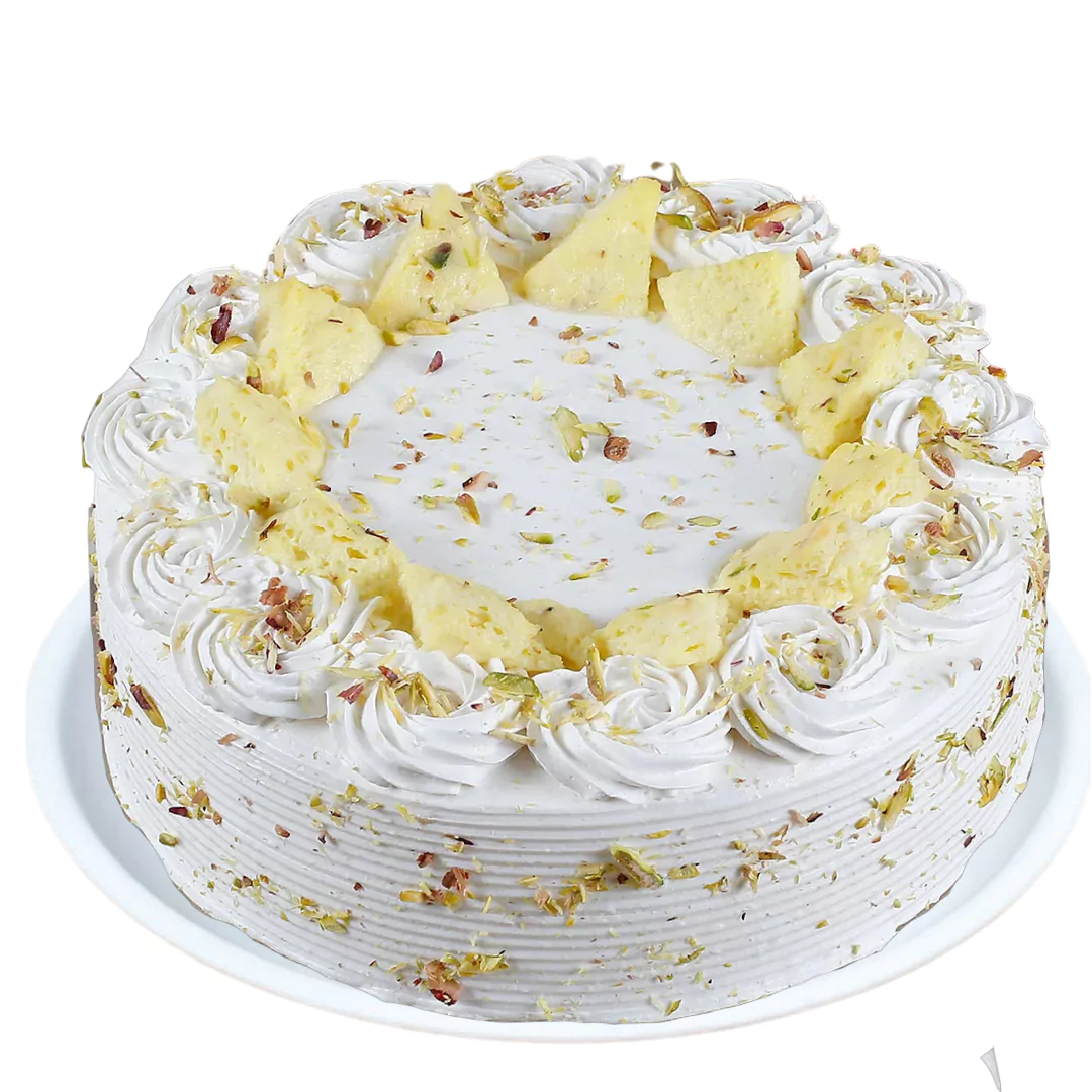 Vanilla Flavored Pista Rasmalai Cake
