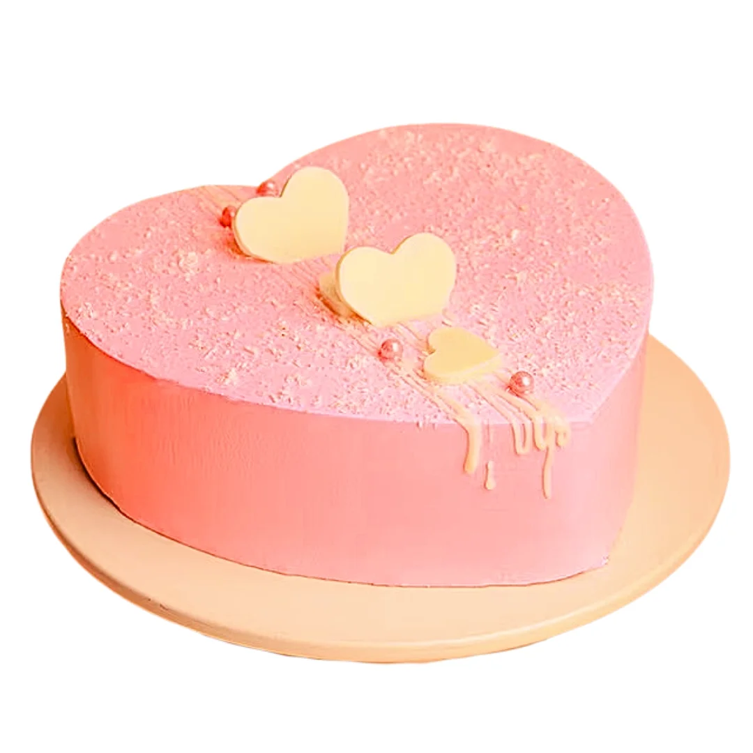 Strawberry Vanilla Heart Shape Cake