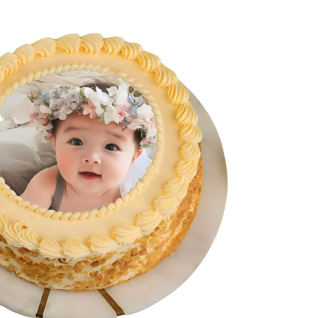 Round Butterscotch Photo Cake