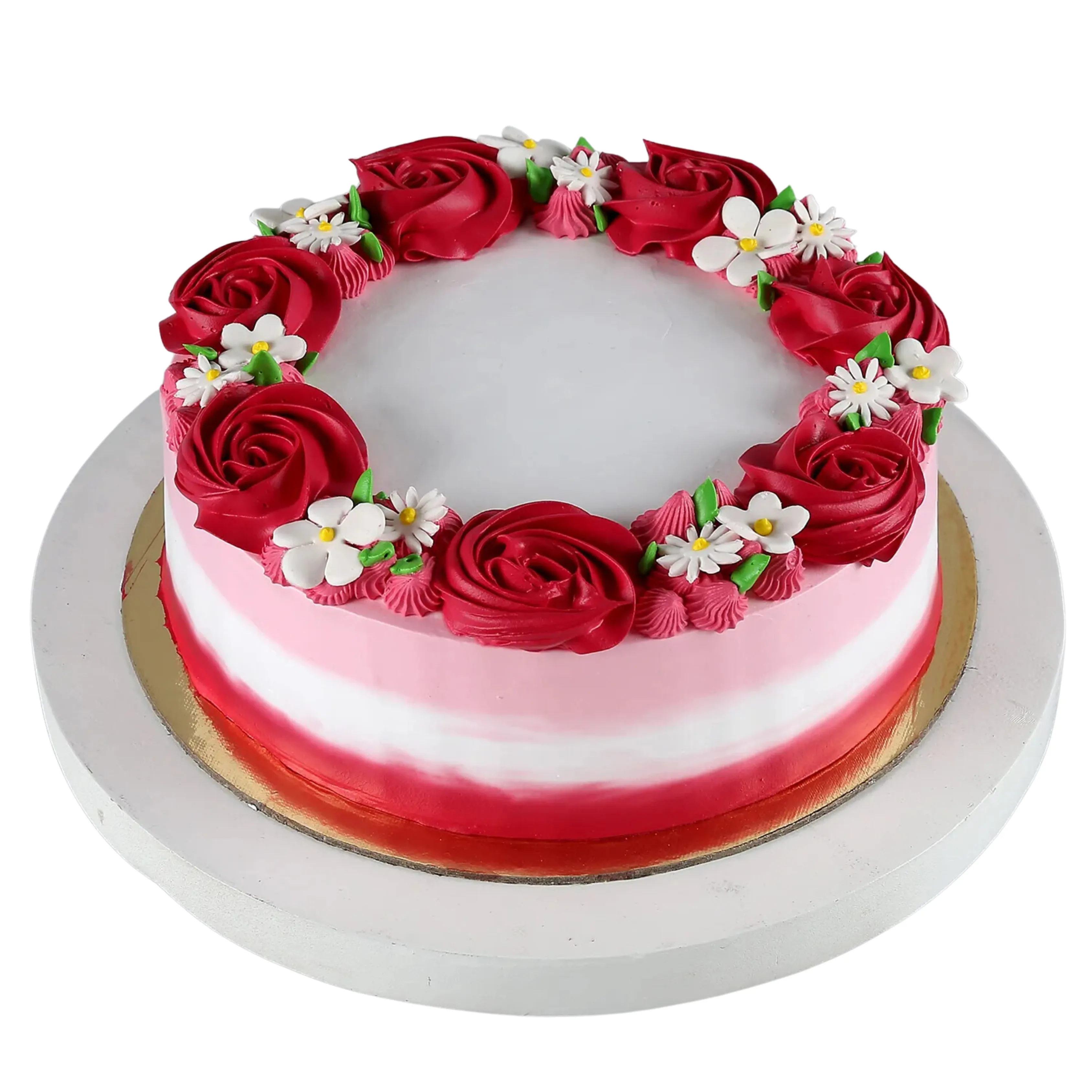 Red & White Roses Vanilla Cake