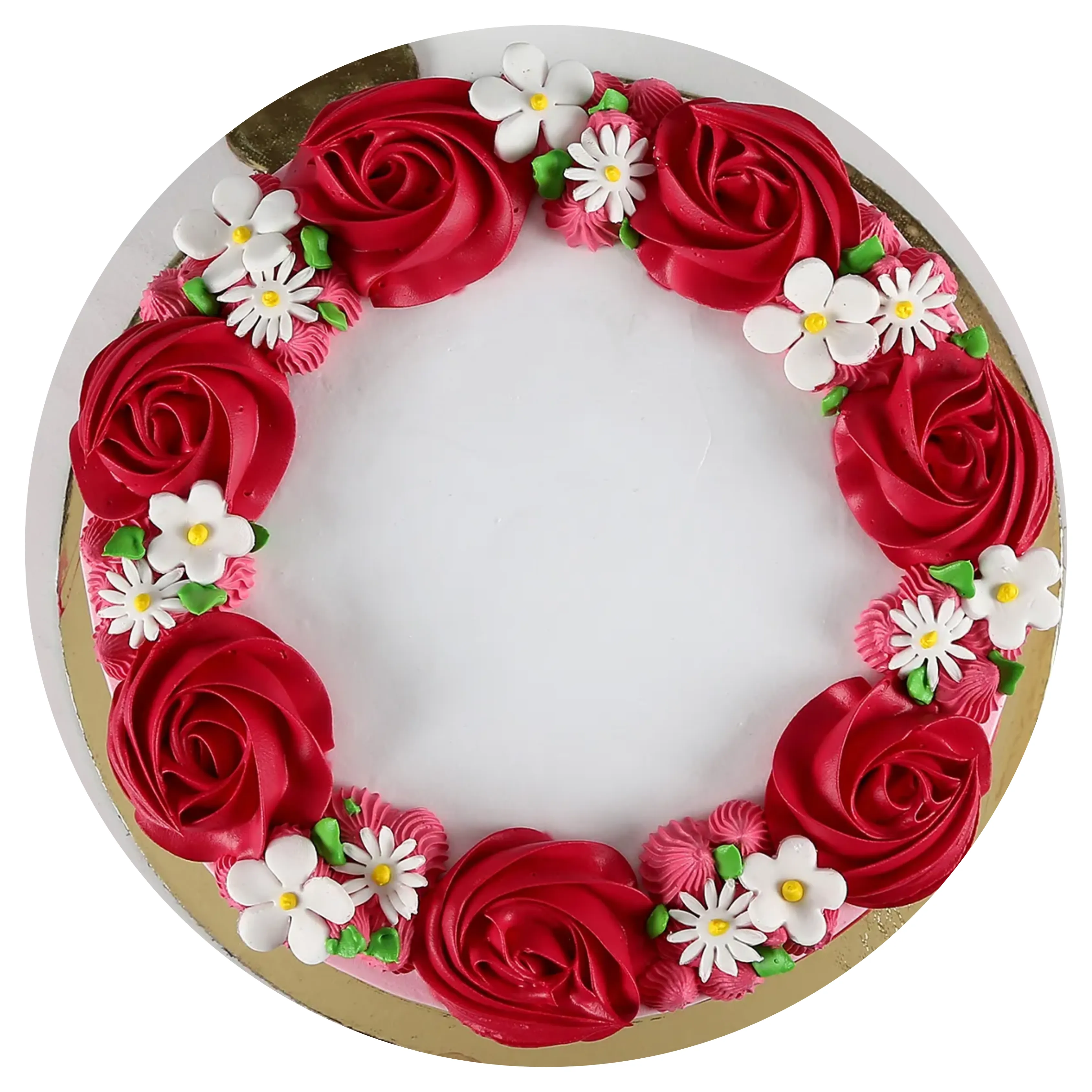 Red & White Roses Vanilla Cake