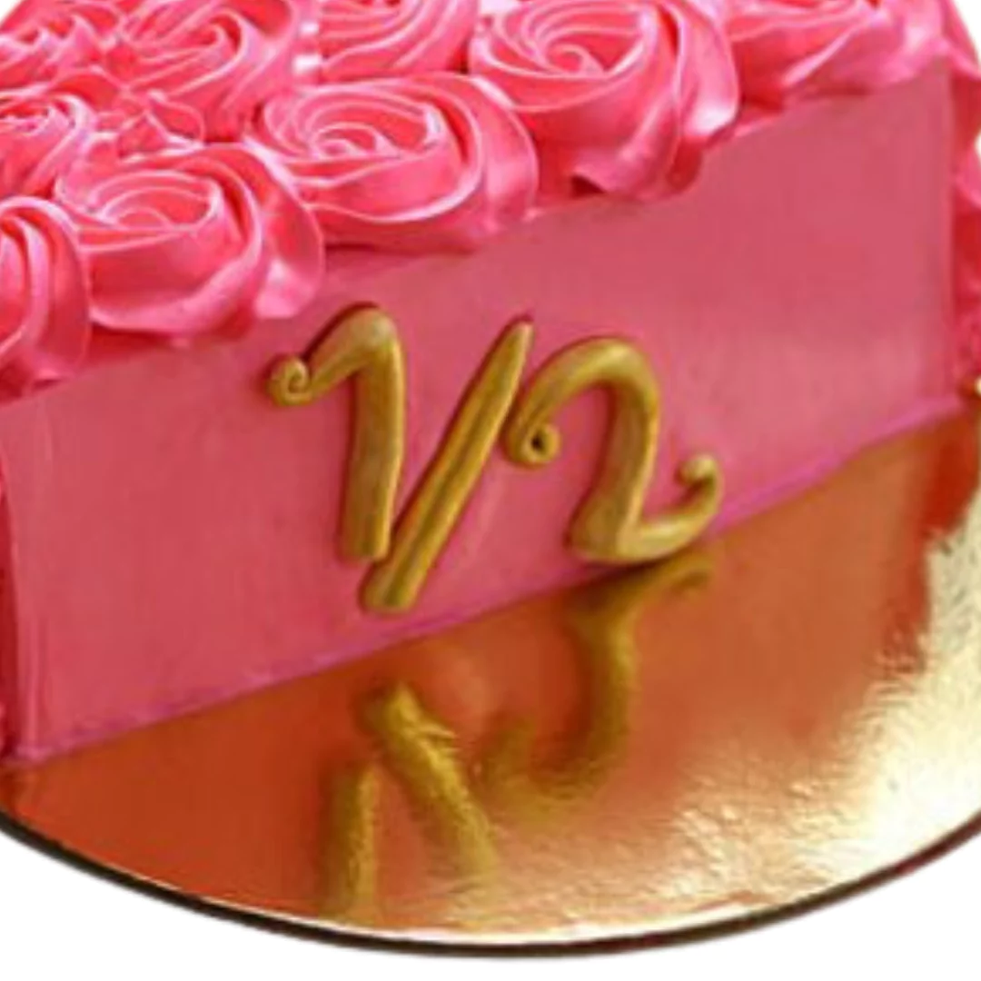 Half Rose Pink Floral Strawberry Cake