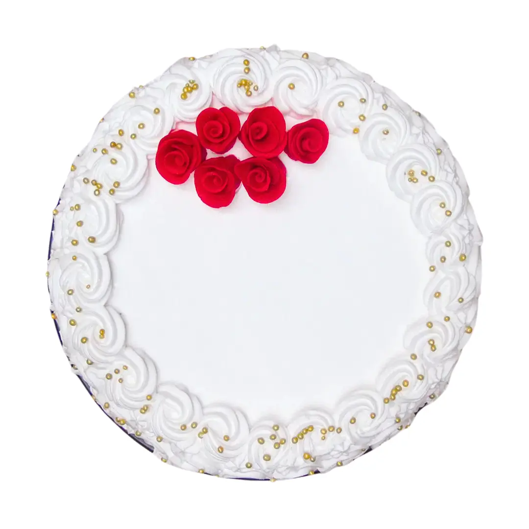 Elegant Cream Cake with Roses