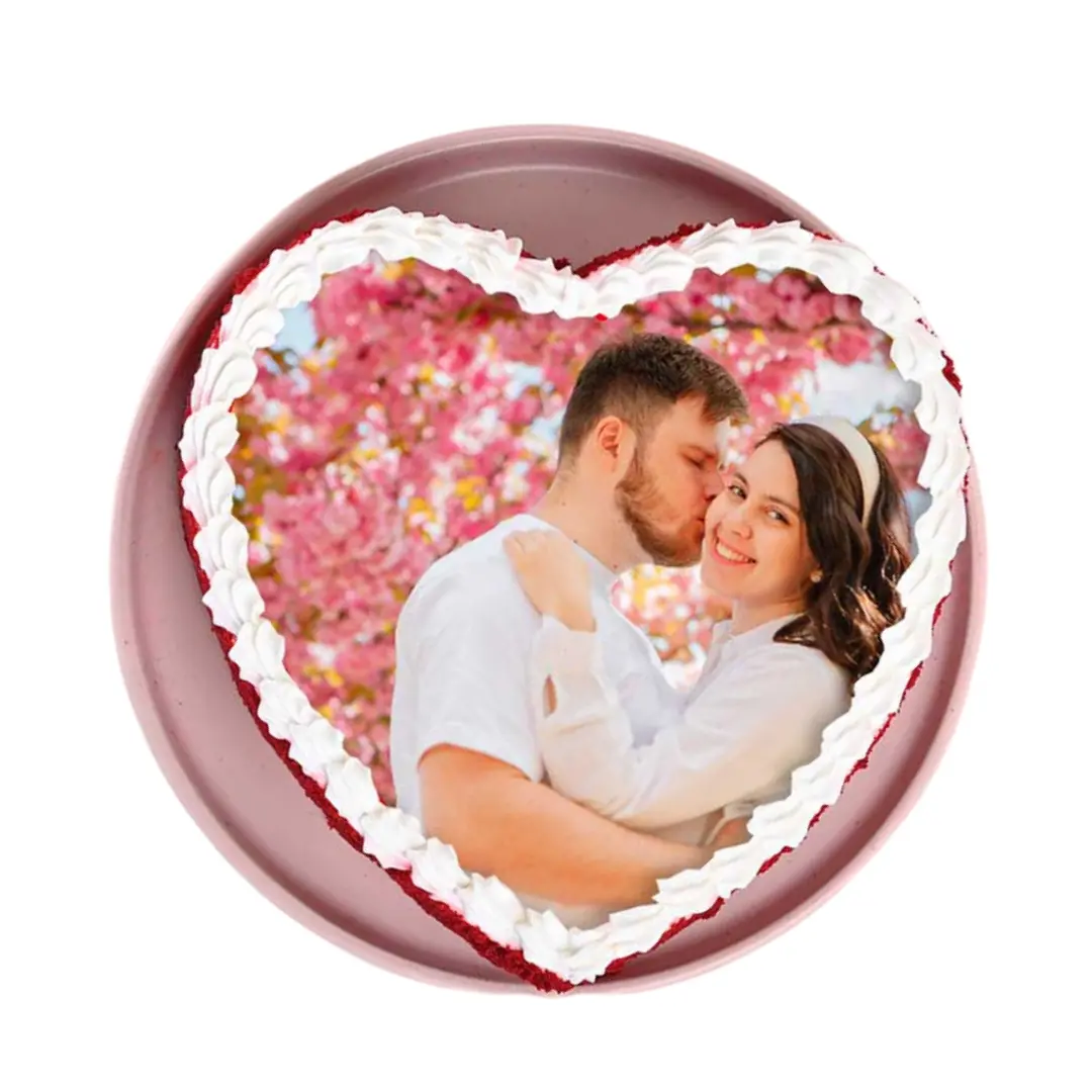 Heart Shape Love Photo Cake